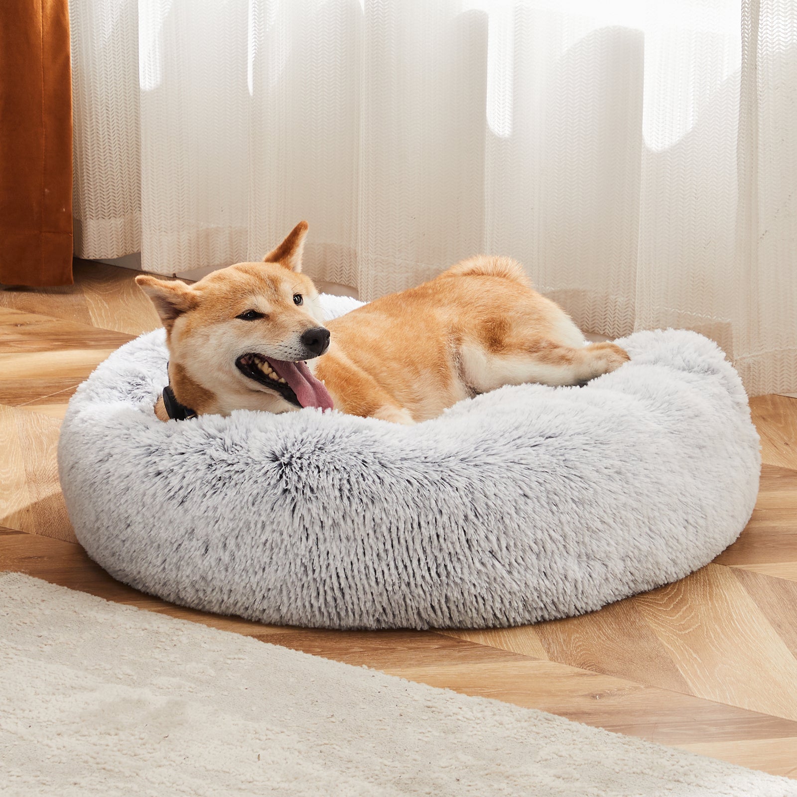 24 Inch Anti - Slip Round Fluffy Plush Faux Fur Cat Bed, Fits Up To 25 Lbs Pets - 5 - CJ