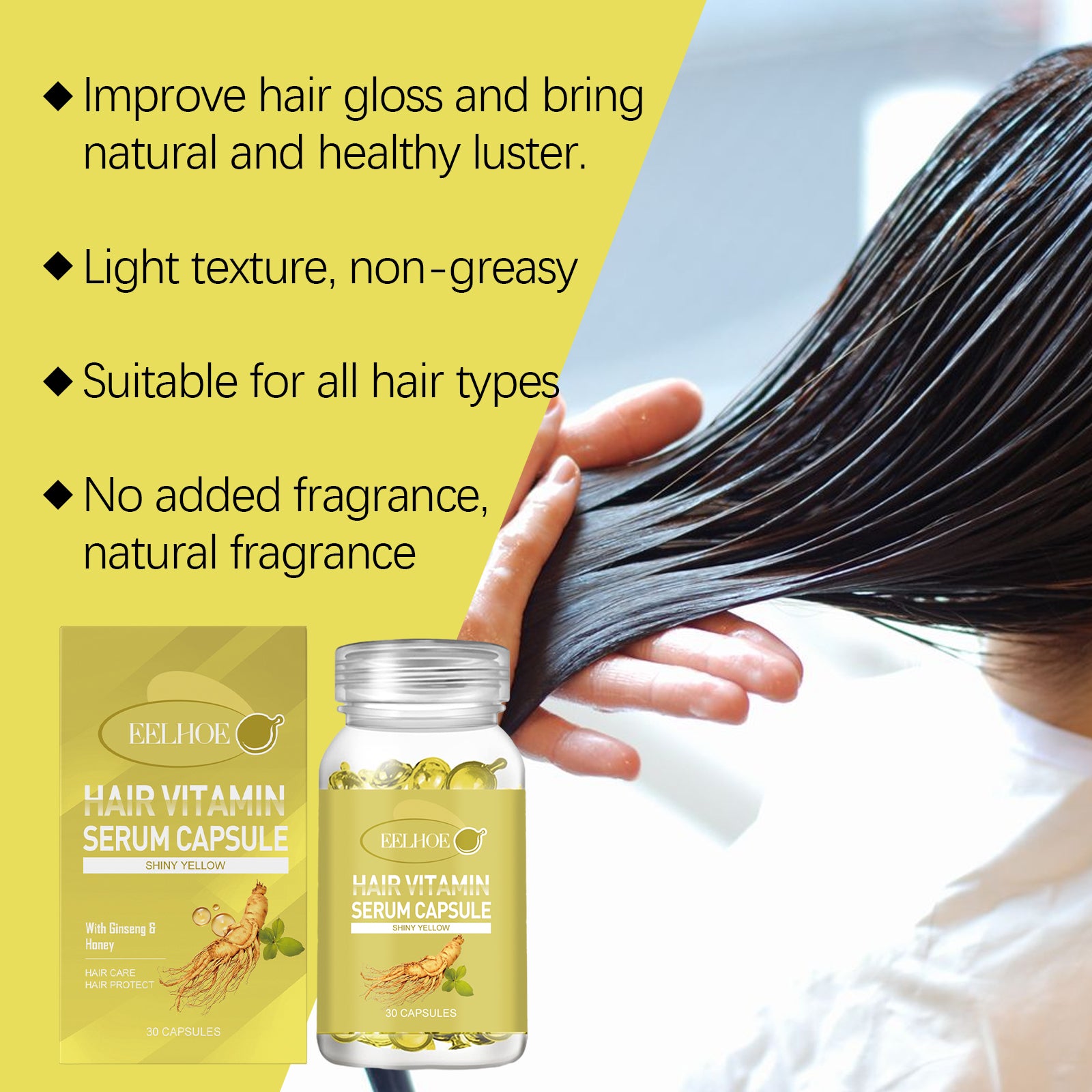 EELHOE Hair Oil Capsules For Scalp Care, Improve Dry And Frizzy Hair, Gentle And Moisturizing Hair Oil - 5 - CJ