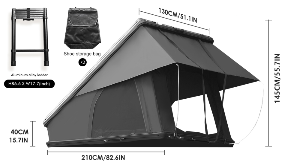 Roof Top Tent Hardshell Rooftop Tent For Van SUV Truck Car Overland Tent Camping For 2 - 3 Person With Ladder - 5 - cjdropshipping