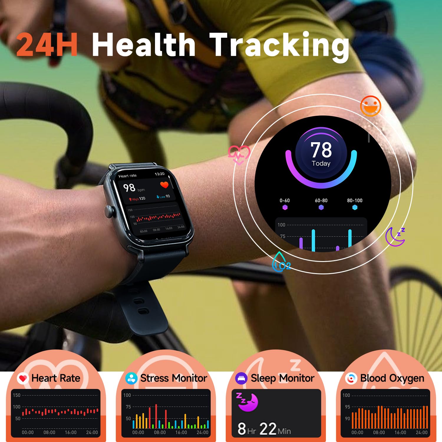 2.0 Inch HD - Fashion Smartwatch Bluetooth Talking, IP68 Showerproof Mental Health Tracker, Anxiety Relief Fitness Tracker - 5 - CJ