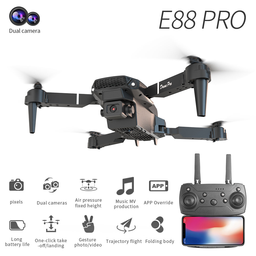 E88 Dual Camera Drone, WiFi FPV Double Folding RC Quadcopter Altitude Hold, Remote Control Toy For Beginners, Ideal Men's Gift For Outdoor Fun, Great For Christmas, Halloween, And Thanksgiving - 5 - CJ