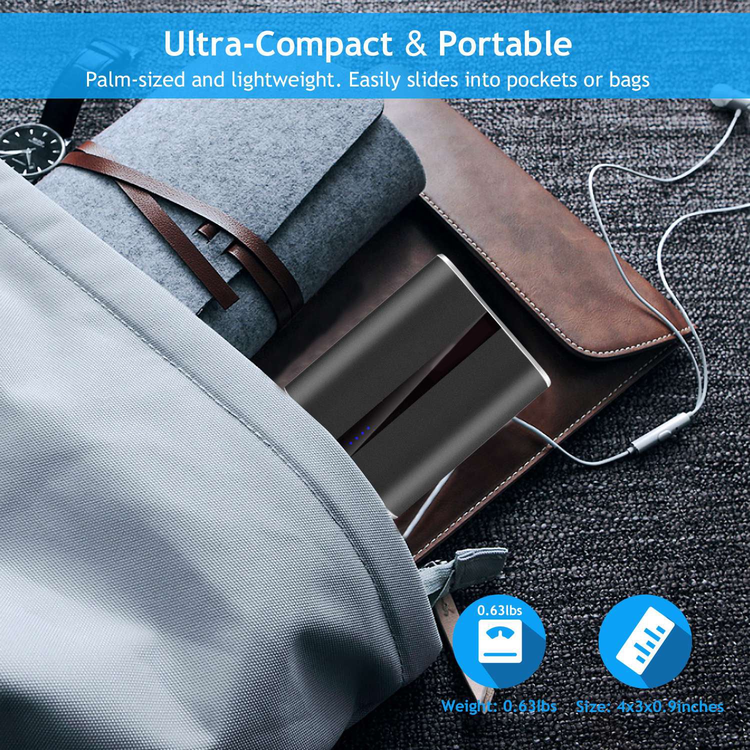 1Pc 12000mAh Portable Charger With Dual USB 3.1A Output Power Bank Ultra - Compact External Battery Pack Fast Charging - 5 - CJ
