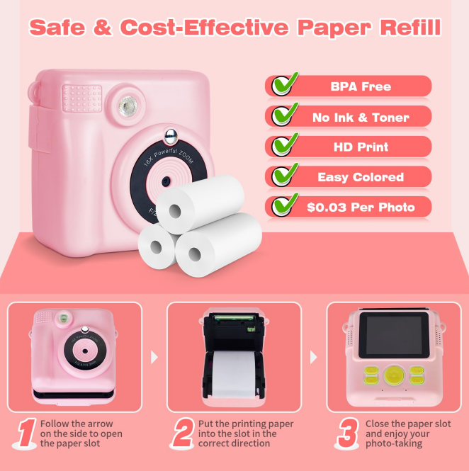 Children's Polaroid Camera, Will Spit Photos Of Children's Camera, Parent - child Interaction Gods, Mini Portable, Birthday Holiday Gift First Choice - 5.0 - CJ