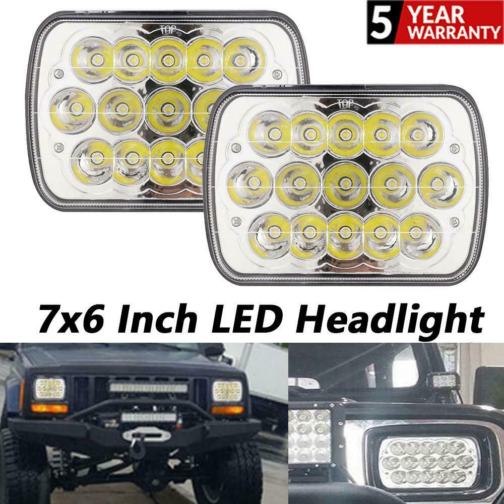 2Pcs 7x6 LED Headlight Headlamp Sealed Beam DRL For Wrangler JK TJ CJ LJ - 5 - cjdropshipping