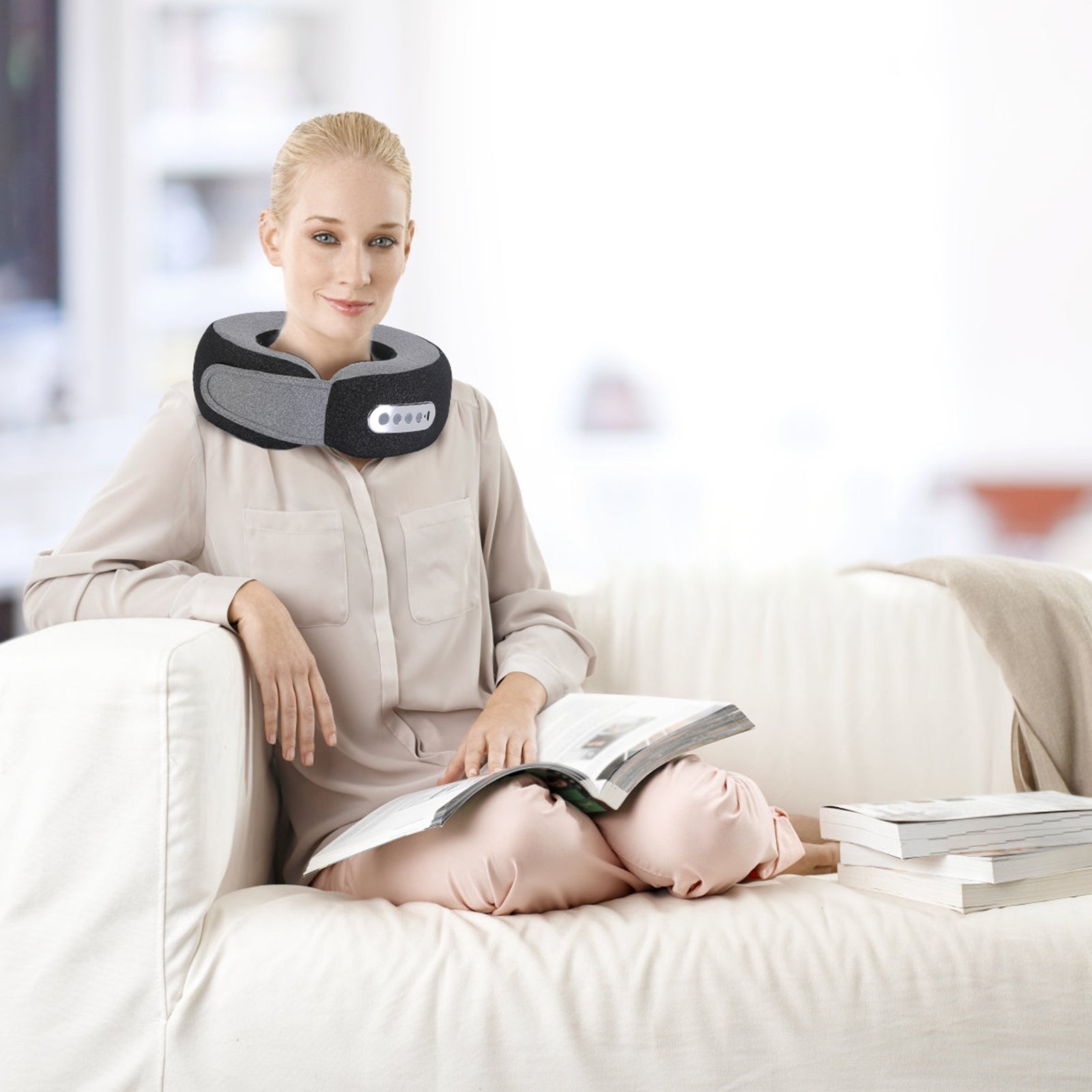 1Pc 2 In 1 Neck Massager Pillow With Heat Electric Memory Foam Travel Pillow Shiatsu Neck Massager With 3 Speeds Timer For Home Office Travel - 5 - CJ