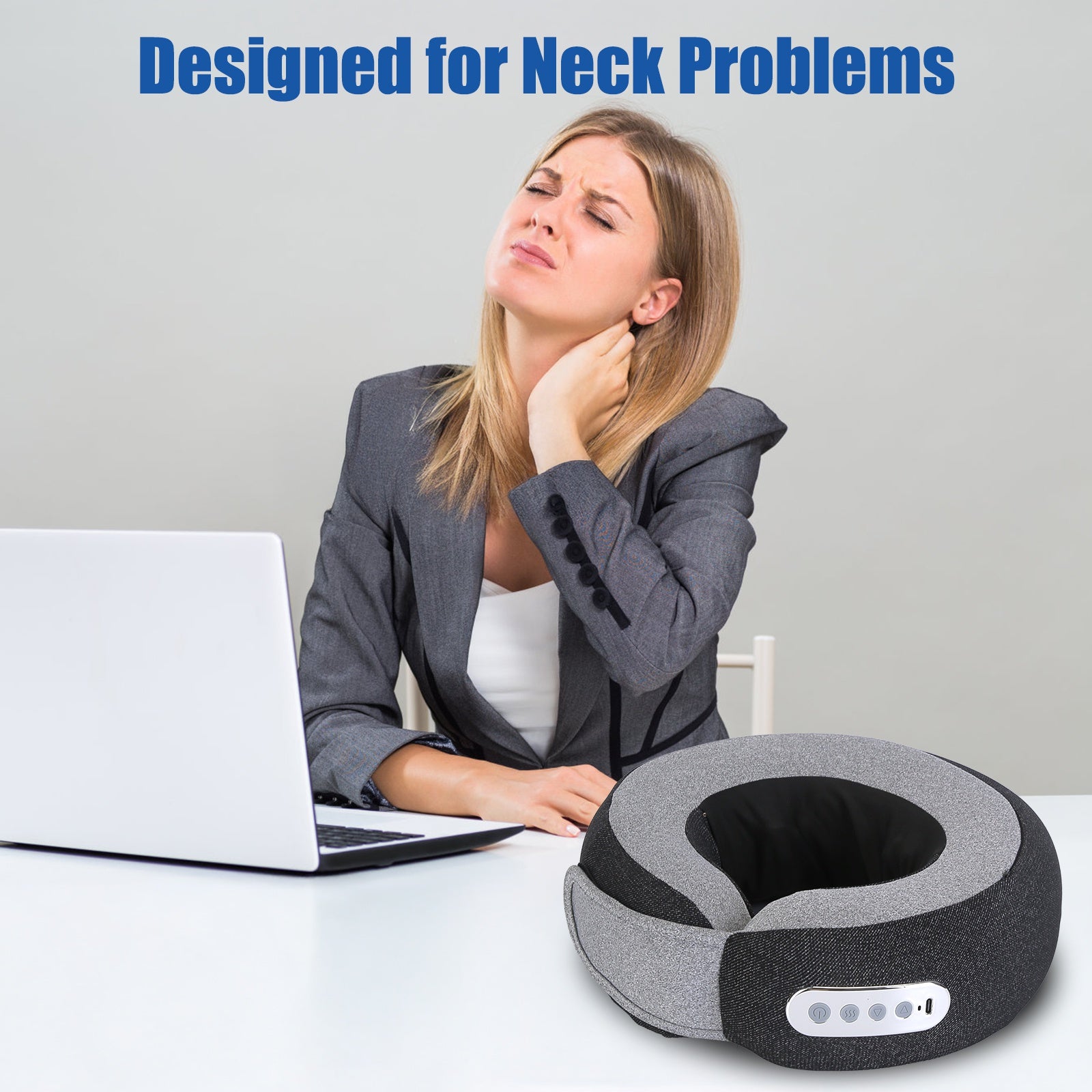 1Pc 2 In 1 Neck Massager Pillow With Heat Electric Memory Foam Travel Pillow Shiatsu Neck Massager With 3 Speeds Timer For Home Office Travel - 5 - CJ