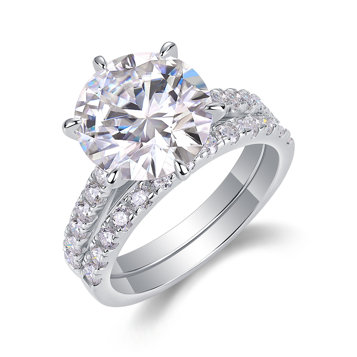 1Arrange Large Diamond Rings Luxuriously And Fashionably Set With Moissanite Silver Rings Prohibit Tk Sales - 5 - CJ