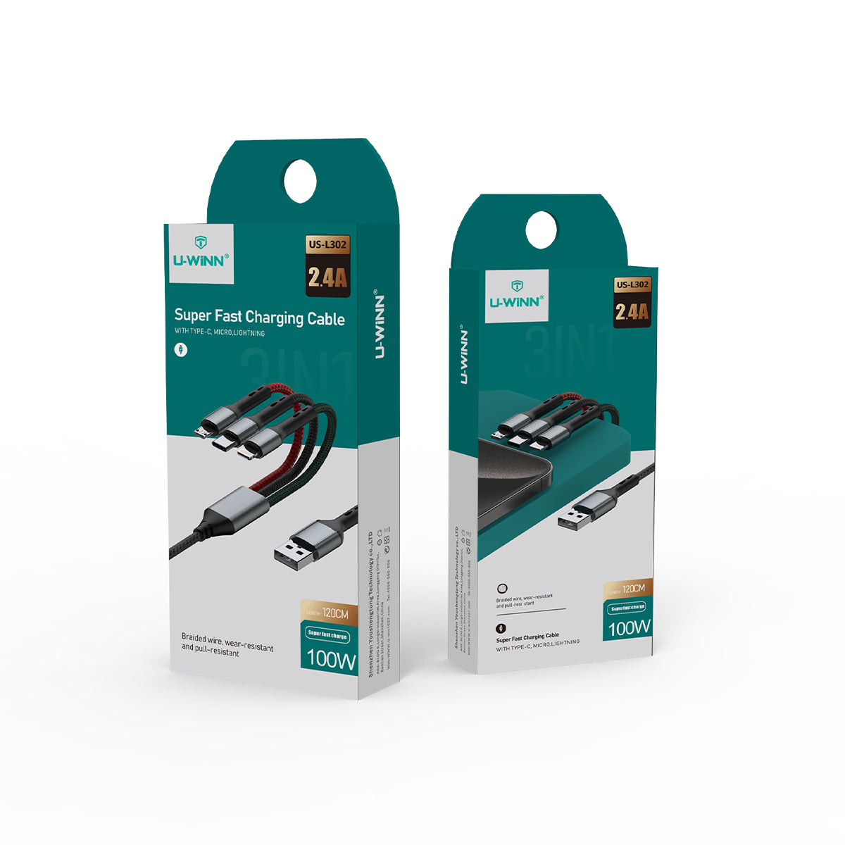 L302 3 - in - 1 Cable PD 1M Black UWINN - 5 - CJ