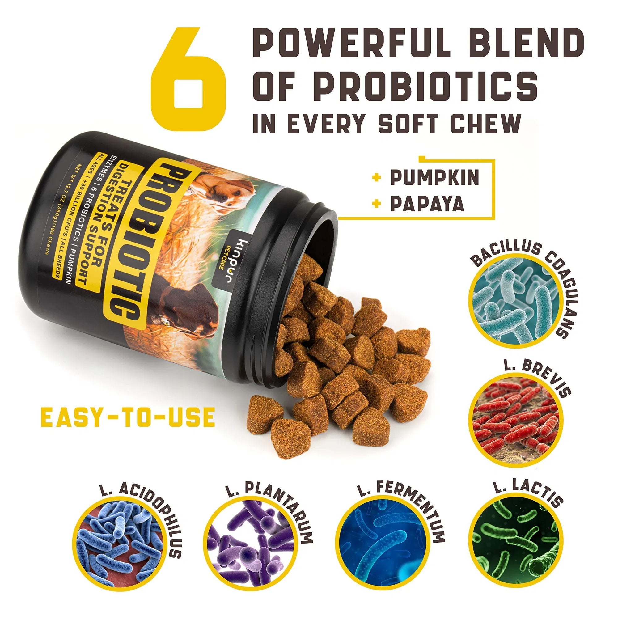 Probiotics For Dogs Support Gut Health Itchy Skin Allergies Yeast Balance Immunity Dog Probiotics And Digestive Enzymes For Small Medium And Large Dogs 180 Probiotic Chews For Dogs Duck Flavor - 5 - CJ