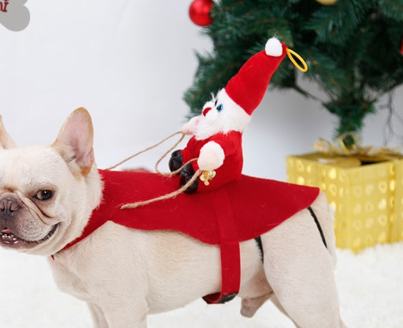 Dog Christmas Clothes Santa Claus Riding Deer - 0 - CJ
