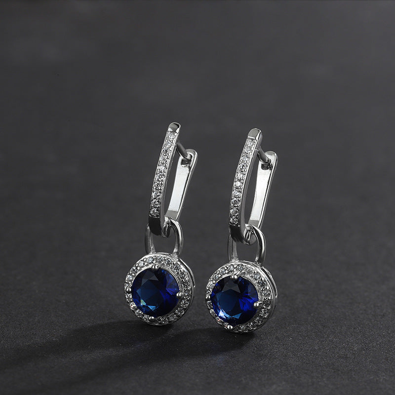 S925 Sterling Silver Zircon Long Crystal Earrings - 4 - CJ