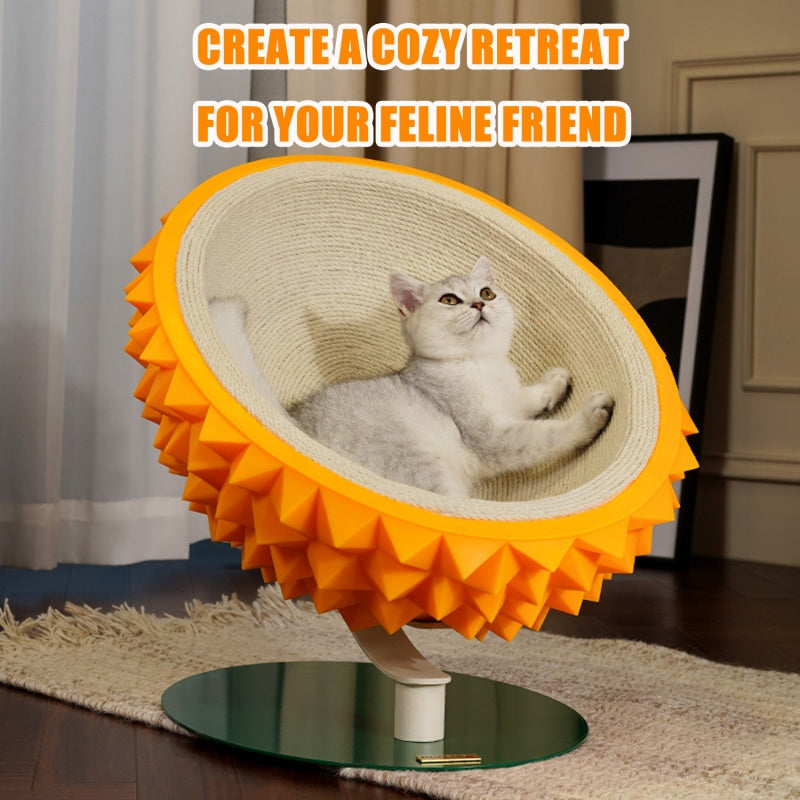 Durian Shape Cat Scratching Bed Cat House - Comfortable Sisal Rope Scratching Board With PVC Plastic Combination, 3 In 1 Cat Resting Bed - Suitable For Cat Claw Care, Cute And Sturdy Assembled Pet Fur - 5 - CJ