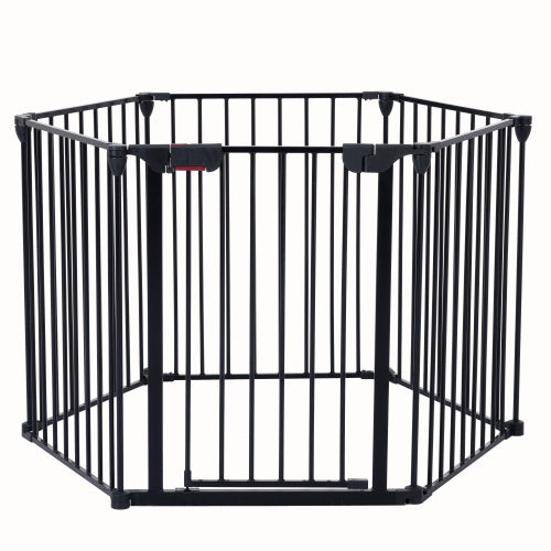 150 Adjustable Safety Gate 6 Panels Play Yard Metal Doorways Fireplace Fence Christmas Tree Fence Gate For House Stairs Gate Prohibited Area Fence - 5 - CJ