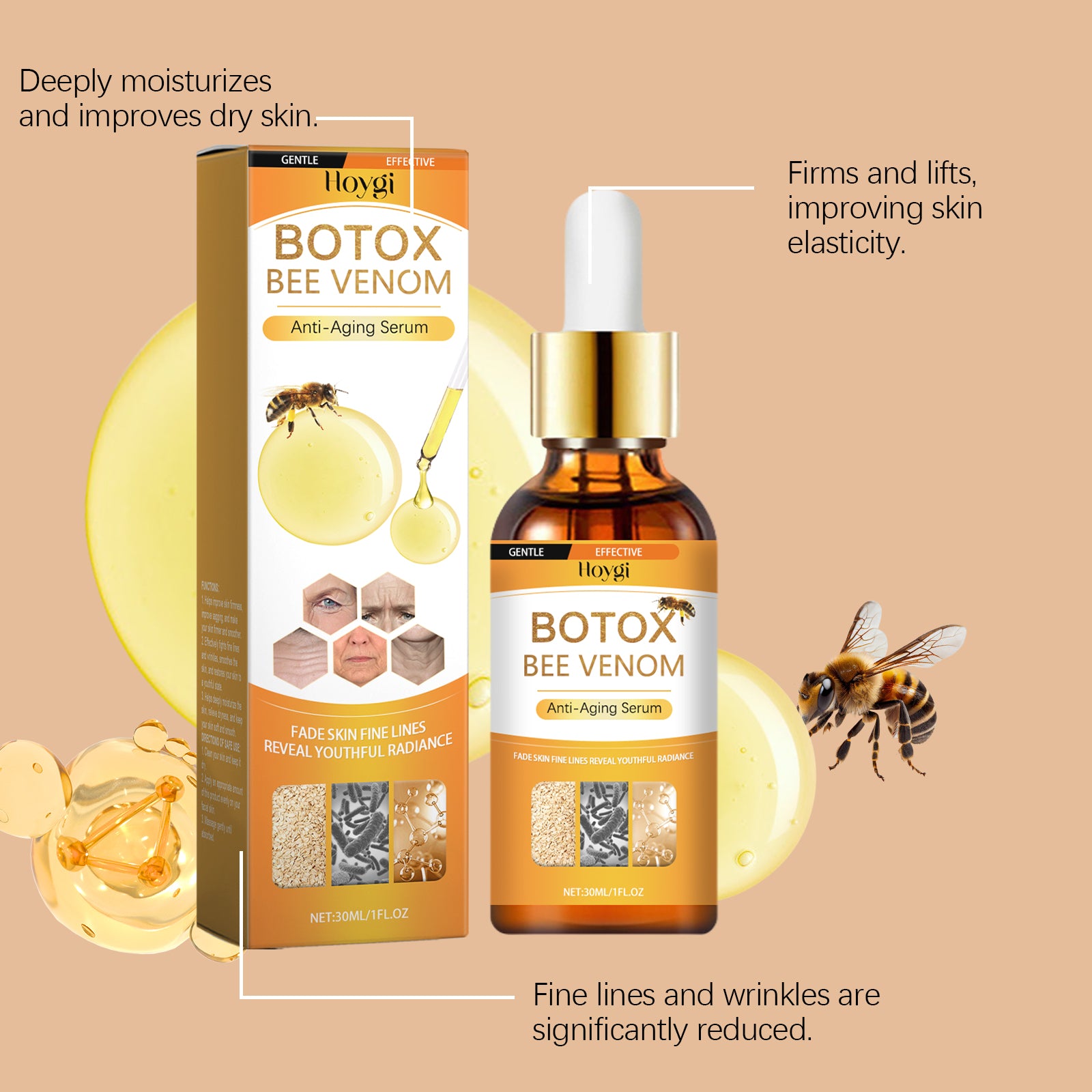 Hoygi Bee Venom Essence, Gently Improves The Condition Of Facial Skin, Hydrating, Moisturizing, Smooth And Hydrating - 5 - CJ