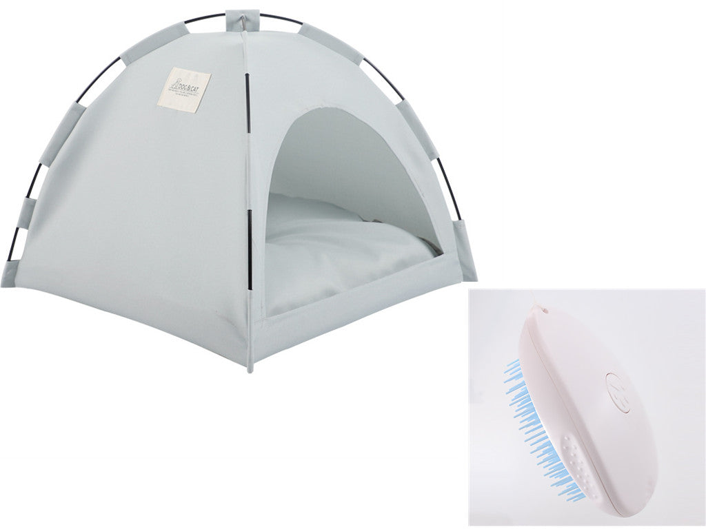 Cat Tent Cooling Mat Dog House Pet Sofa Camping Dog Bed With Cushion For Dog Kennel Indoor Cat Nest Cat Bed Pets Products - 0 - CJ - Green grey set - S - CJMY172457409IR