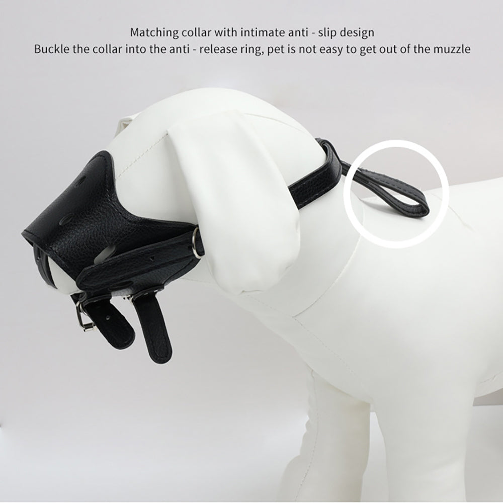 Dog Muzzle Leather, Comfort Secure Anti - Barking Muzzles For Small Medium Large Dogs, Breathable And Adjustable, Allows Drinking And Panting, Used With Collars - 5 - CJ