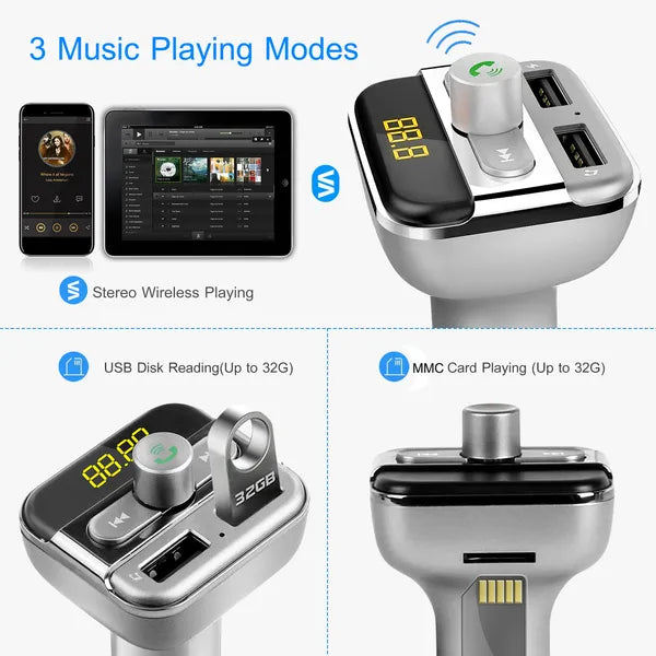 Car Wireless FM Transmitter 3.4A Dual USB Charge Hands - free Call Car MP3 Player - 5 - CJ