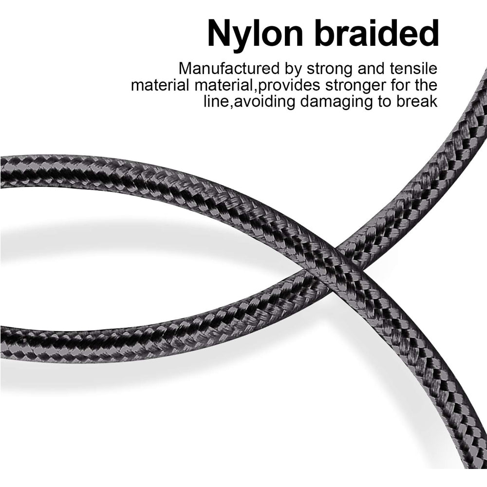 150cm 180cm USB Charging Cable A Pple MFi Certified, Nylon Braided Jacket,Black Premium Series - 5 - CJ