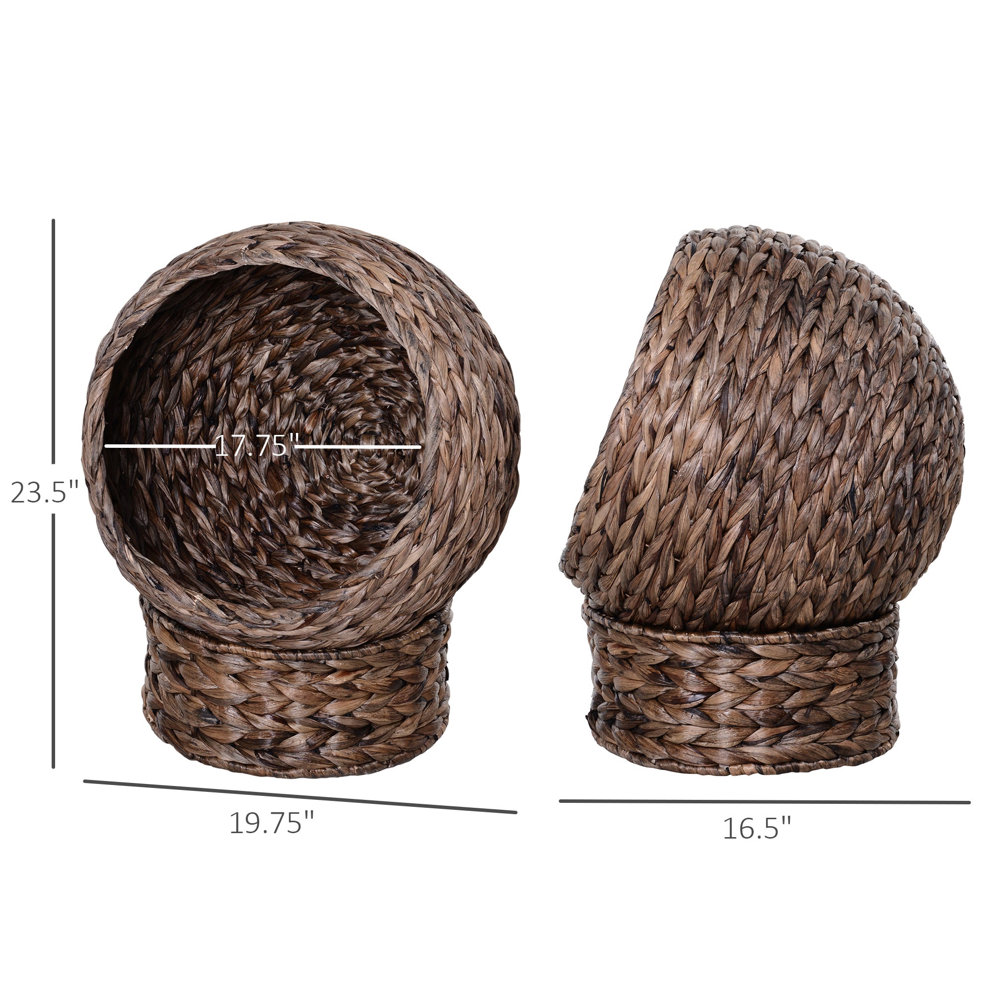 Handmade Wicker Elevated Cat Bed With Cushion Dark Brown For Kittens - 5 - cjdroshippping