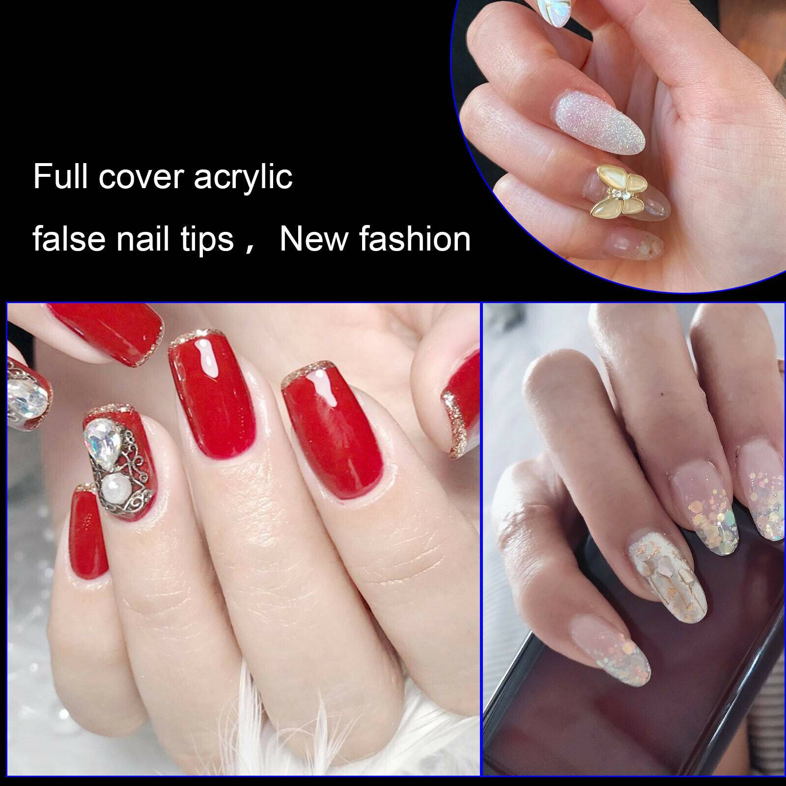 500Pcs Fake French Nail Tips White Clear Stiletto False Gel Pointy Art Acrylic - 5.0 - CJ