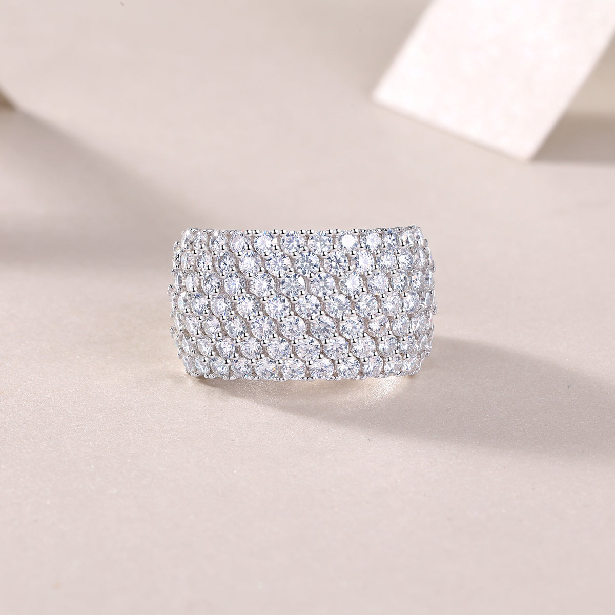 1Multiple Row Diamond Wide Rings, Moissanite Rings, Luxury Fashion Silver Rings Prohibit TikTok sales - 5 - CJ
