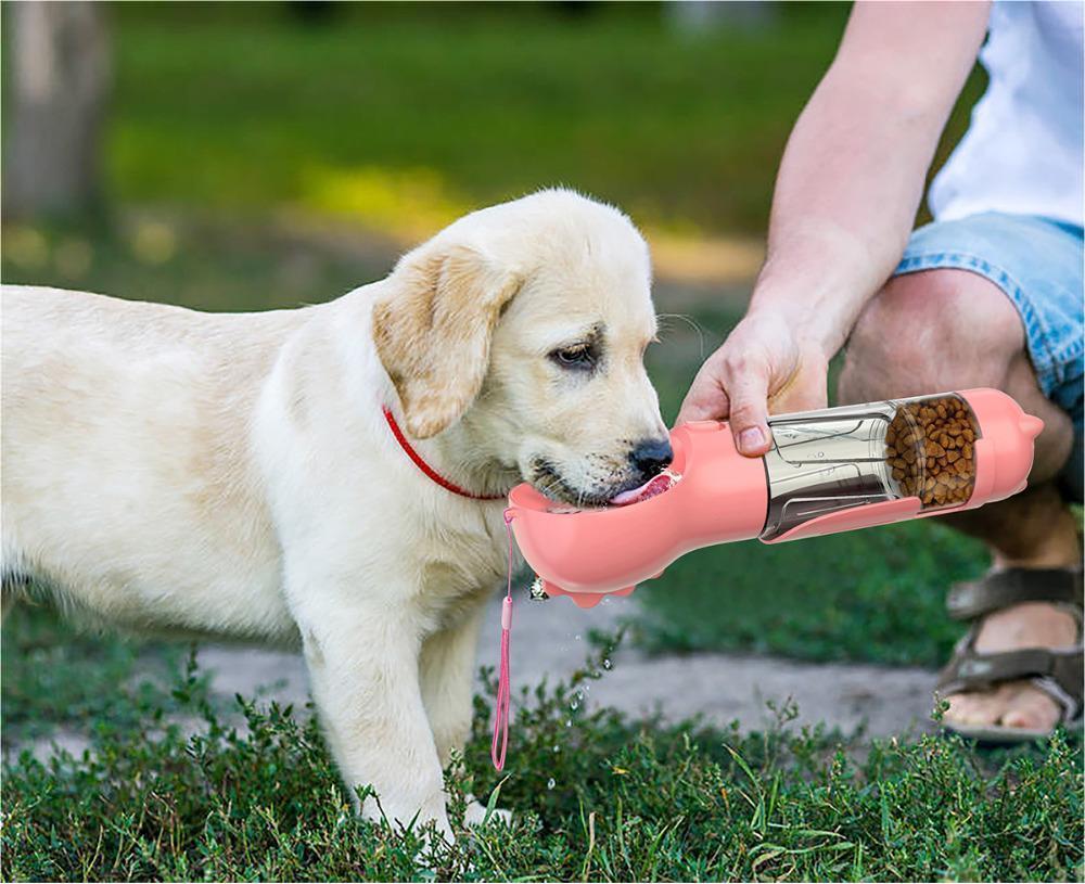 Pet Water Bottle Feeder Bowl Garbage Bag Storage Portable Pet Outdoor Travel 3 In 1 Dog Water Bottle - 0 - CJ