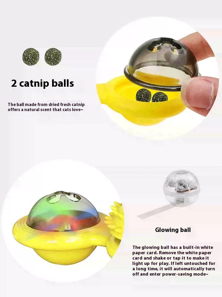 Interactive Windmill Cat Toy With LED Light Ball, Suction Cup, And Catnip Indoor Cat Exercise And Entertainment Set. - 5 - CJ
