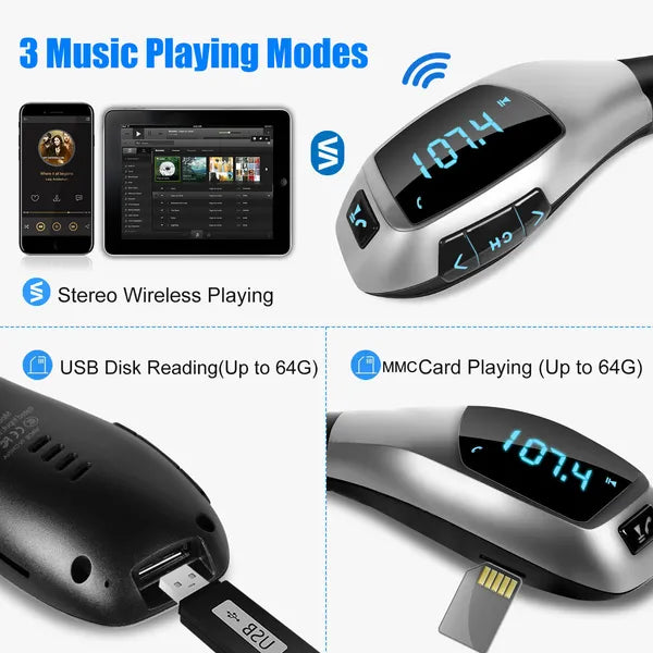 Car FM Wireless Transmitter USB Charge Hands - free Call MP3 Player - 5 - CJ