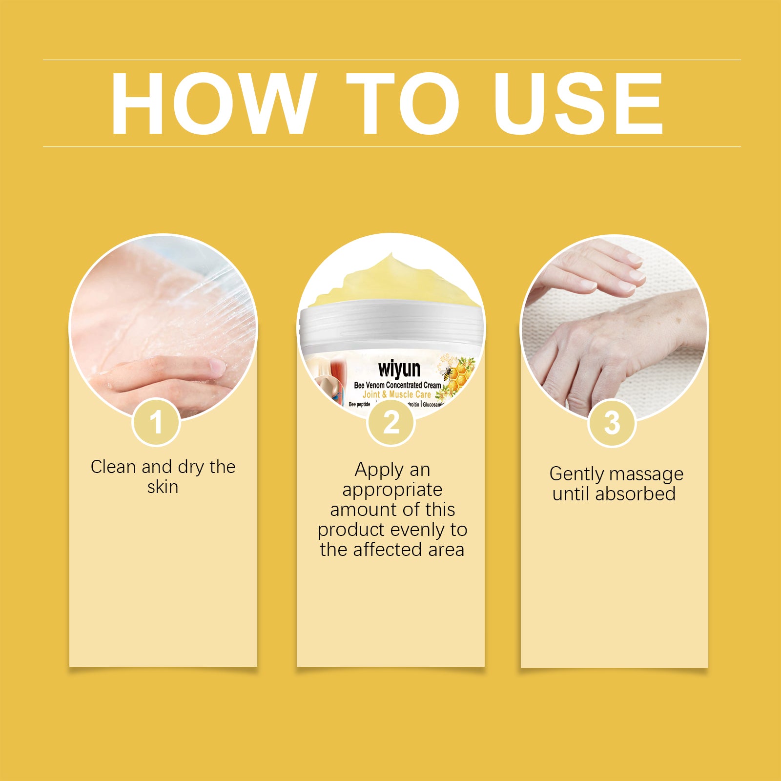 Wiyun Bee Venom Body Care Cream, Gently Moisturize And Apply Topical Repair Cream For Wrist And Knee Body Massage - 5 - CJ