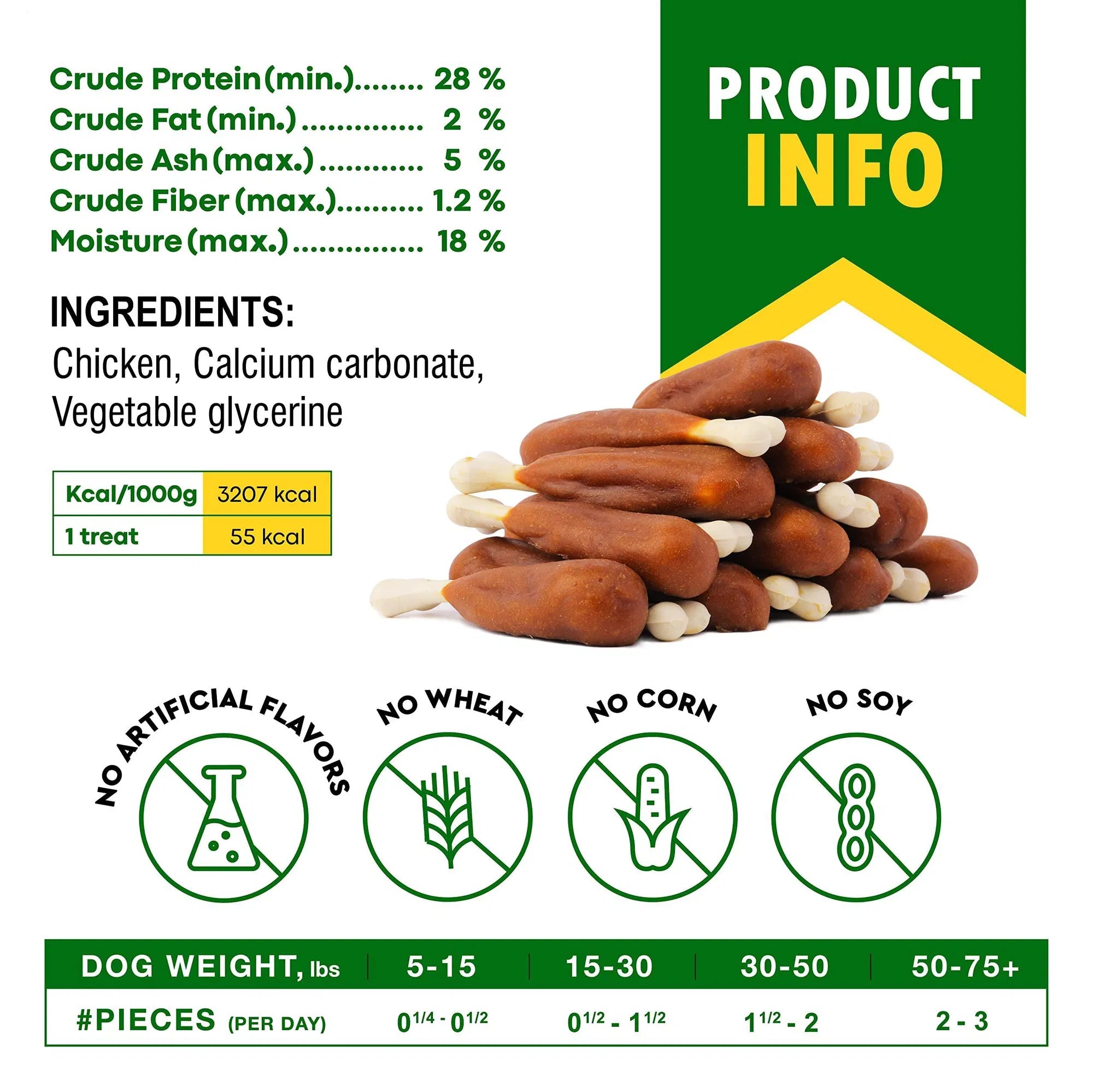 Dog Calcium Bones Wrapped Chicken & Rawhide Free Chew Treats Pet Healthy Dried Snacks Grain Free Organic Meat Chews For Training Small Large Dogs - 5 - CJ