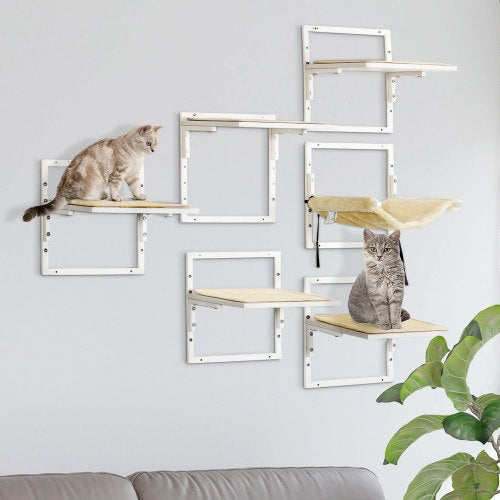 PawHut 6 - pc Modern Cat Wall Shelves For Indoor Cats, Height Adjustable Jumping Platforms - 5 - CJ