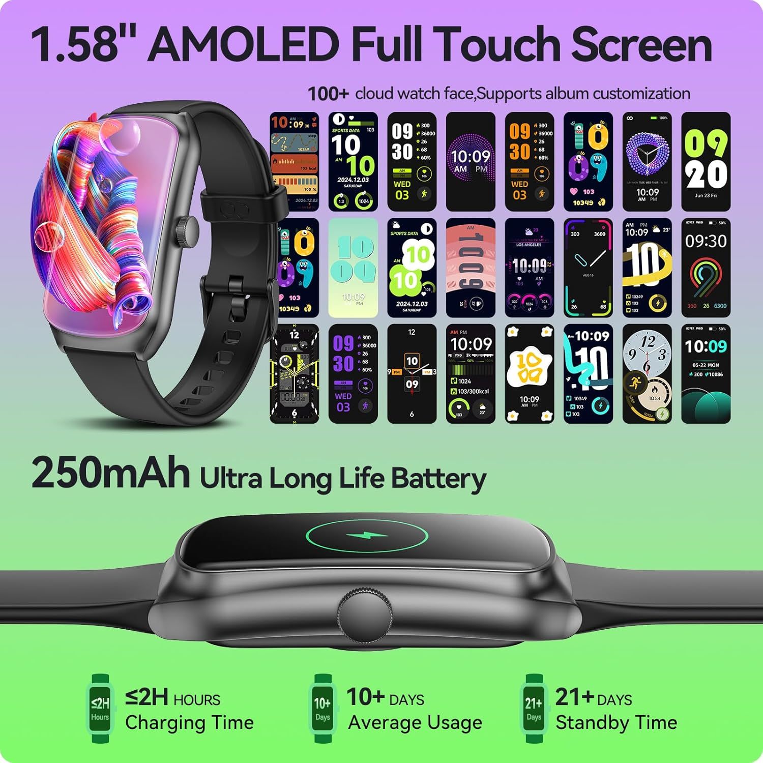 AMOLED Unisex Fitness Tracking Smartwatch With Heart Rate, Blood Oxygen And Sleep Monitoring, Waterproof Function, Pedometer, Swimming Health Activity Tracking - 5 - CJ