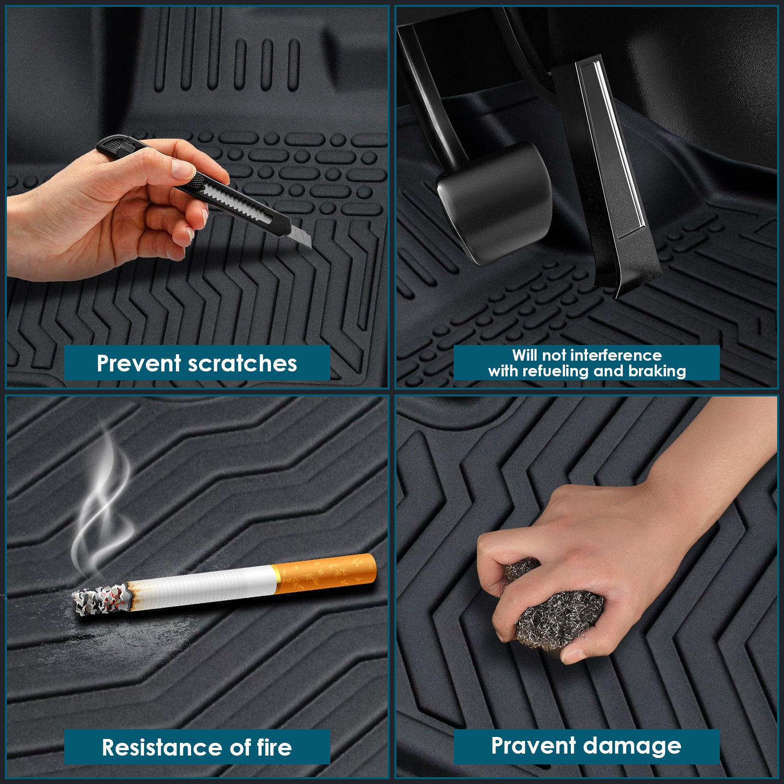 Car Floor Mats For 23 - 24 CRV Hybrid Black All - Weather TPE Rubber Car Mats - 5 - cjdropshipping