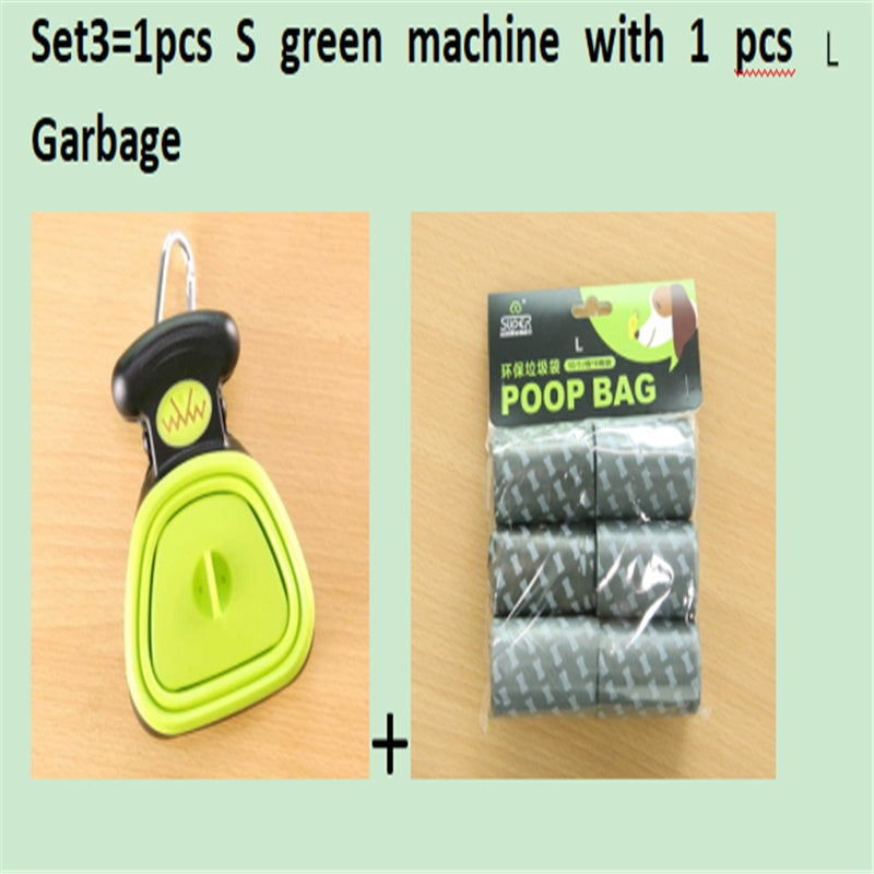 Dog Pet Travel Foldable Pooper Scooper With 1 Roll Decomposable bags Poop Scoop Clean Pick Up Excreta Cleaner Epacket Shipping - 0 - CJ - Set 3 - GreenSXL - CJJJCWGY00674 - Set 3 - GreenSXL
