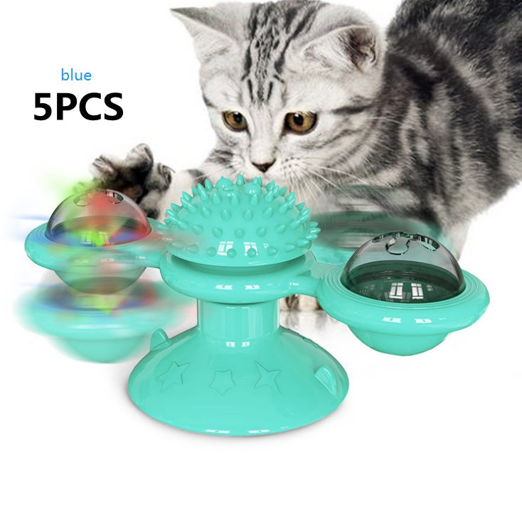 Cat Rotating Windmill Multi - Function Toys Itch Scratching Device Teeth Shining Toy - 0 - CJ