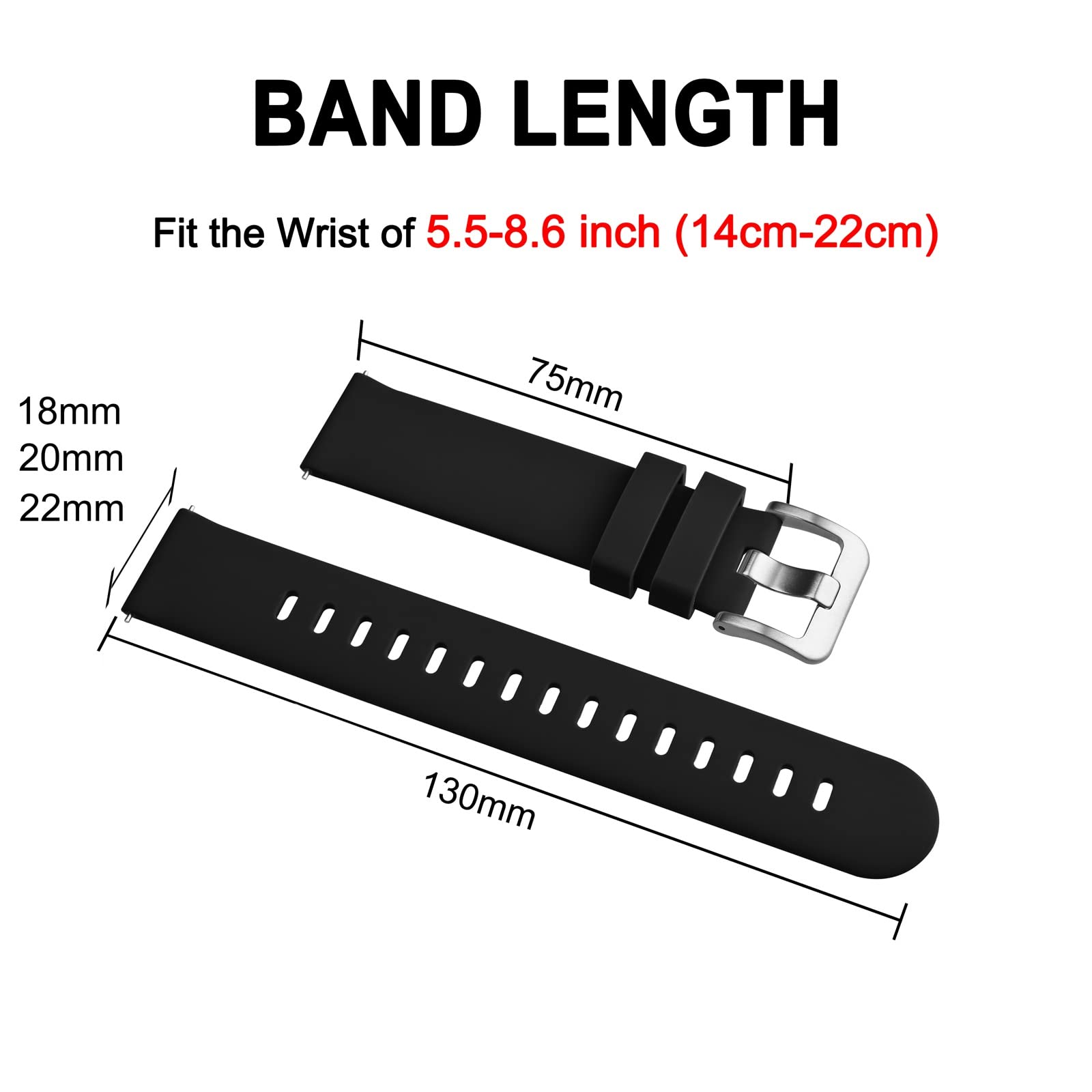 Smartwatch Accessories,Silicone Watch Bands, Slim Watch Straps With Quick Release, 22mm - 5 - CJ