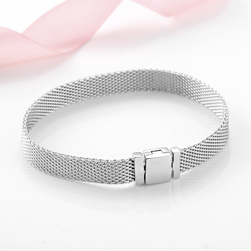 S925 Sterling Silver Beads DIY Accessories Beads Silver Jewelry Bracelet Girls Simple Basic Watch Chain - 4 - CJ