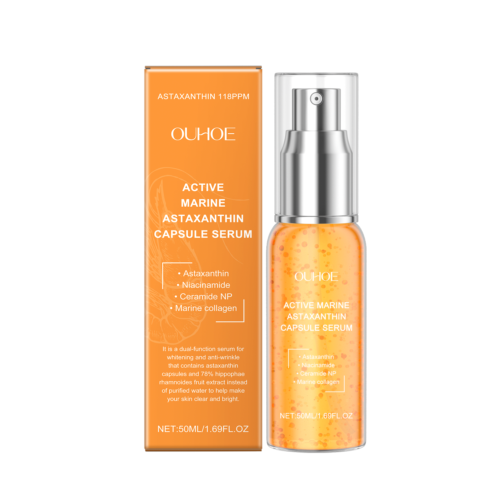 OUHOE Astaxanthin Facial Essence, Moisturizes And Moisturizes Delicate Skin Hydrating, Brightening And Moisturizing Skin Essence - 5.0 - CJ
