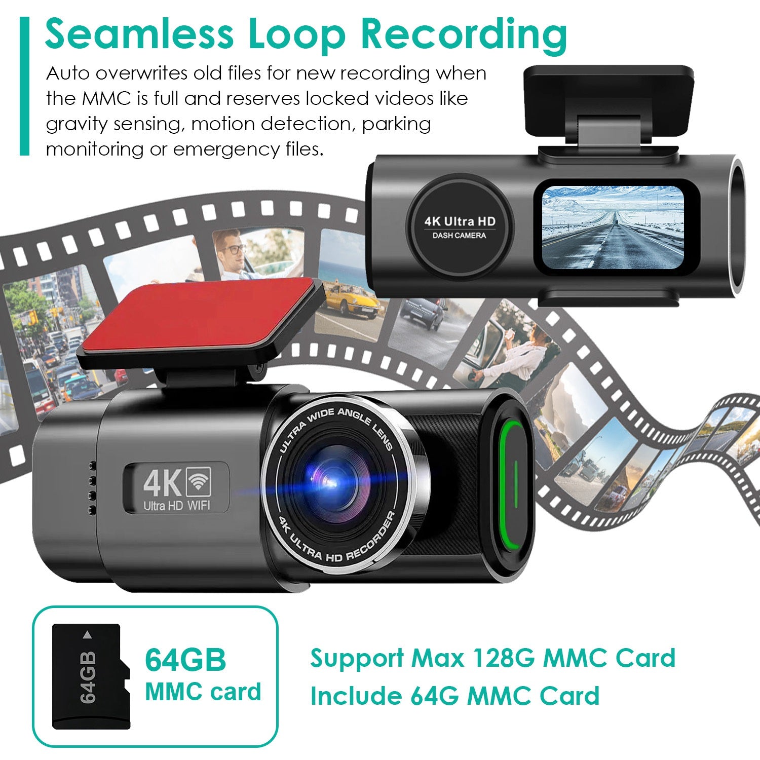 1Pc 4K 1080P Car Dash Cam 2.4GHz WiFi Car Camera Mini Driving Recorder With 140 Degree Wide Angle APP Control Night Vision G - sensor Loop Recording - 5.0 - cjdropshipping