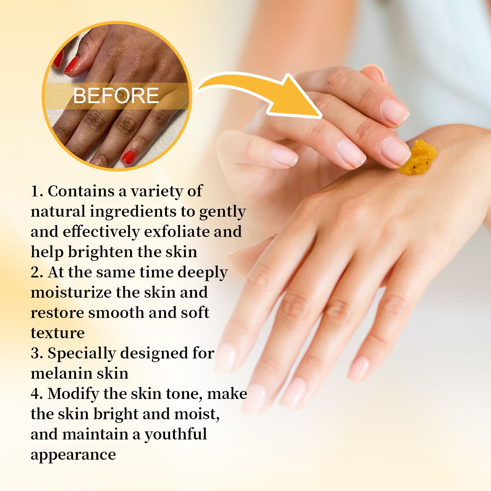 EELHOE Turmeric Body Scrub Cleansing Exfoliating Melanin Whitening Moisturizing Skin Scrub - 5 - CJ