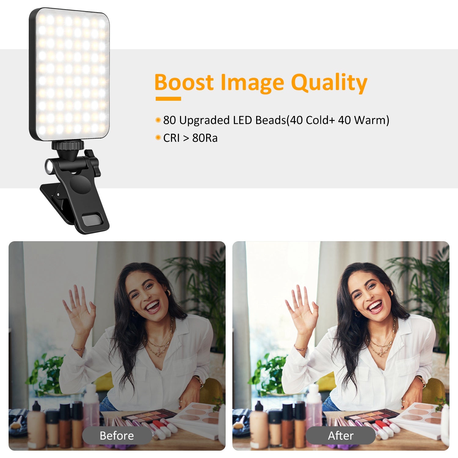 1Pc Rechargeable Selfie Light Fill Light 2000mAh Portable Clip On Light With 3 Light Modes 10 Brightness Levels For Phone Laptop Live Stream Make Up Photography - 5 - CJ