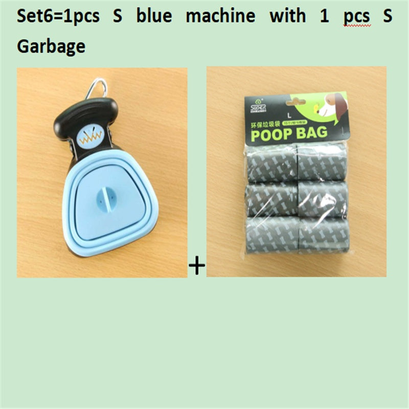 Dog Pet Travel Foldable Pooper Scooper With 1 Roll Decomposable bags Poop Scoop Clean Pick Up Excreta Cleaner Epacket Shipping - 0 - CJ - Set 6 - BlueSXS - CJJJCWGY00674 - Set 6 - BlueSXS