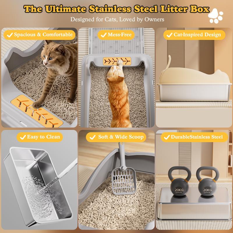 Large Stainless Steel Cat Litter Box - 5 - CJ