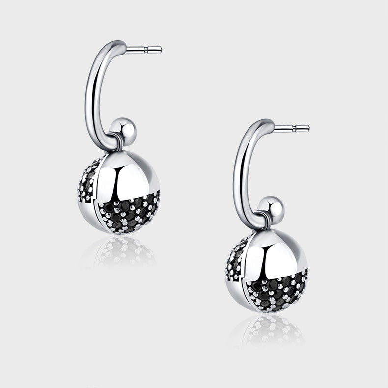 925 Sterling Silver Wishing Ball Small Design Zircon Earrings - 4 - CJ
