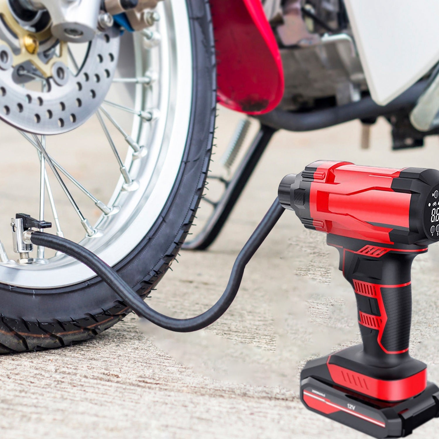 1Pc 150PSI Cordless Car Tire Inflator Rechargeable 2V Portable Electric Air Compressor With LED Light For Car Bike Motorcycle Ball - 5 - CJ