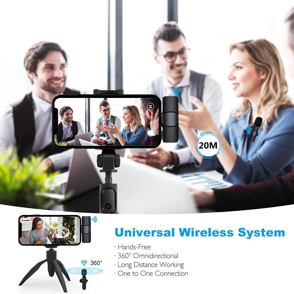 Wireless Lavalier Microphone Portable Audio Video Recording Mini Mic For I Phone Android Long Battery Life Live Broadcast Gaming - 5 - CJ