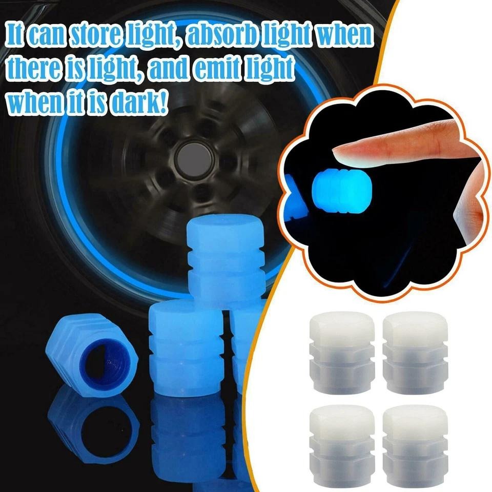 4x Fluorescent Universal Luminous Glow In Dark Car Tire Tyre Valve Caps Cover - 5 - cjdropshipping