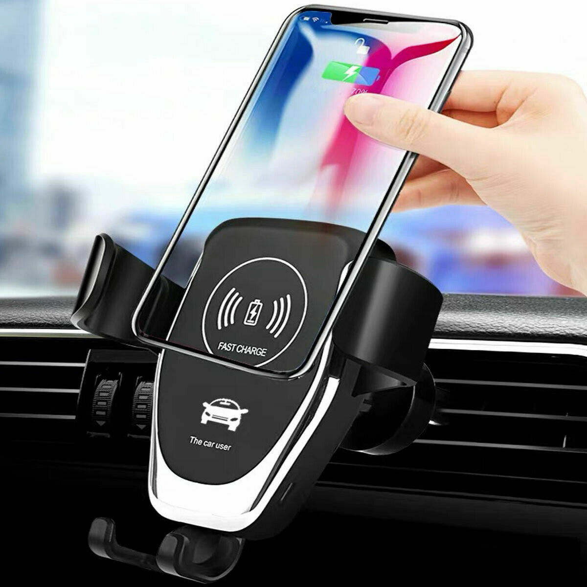 10W QI Wireless Fast Car Charger Mount Holder Stand Automatic Clamping Charging - 5 - CJ