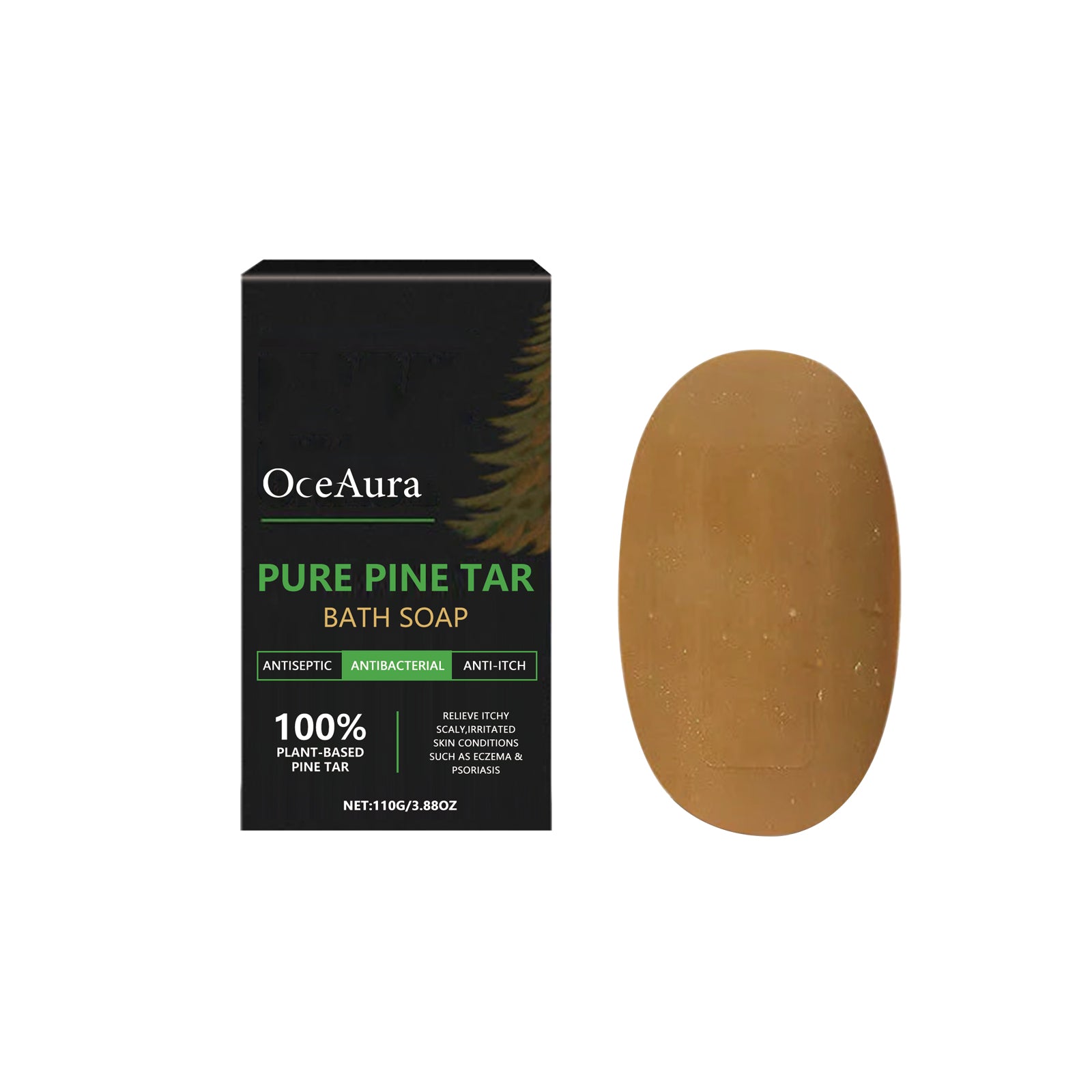 OceAura Pure Pine Tar Bath Soap Moisturizes And Cleanses Pores And Washes Delicate Skin Body Soap - 5 - CJ