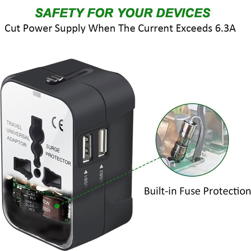 Travel Adapter, Worldwide All In One Universal Travel Adapter Wall Charger AC Power Plug Adapter Wi - 5 - CJ